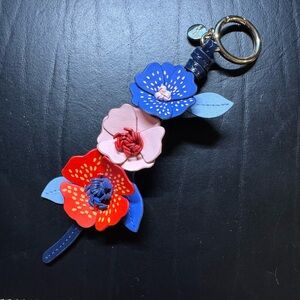 Floral Keychain with Red, Blue, and Pink Flowers